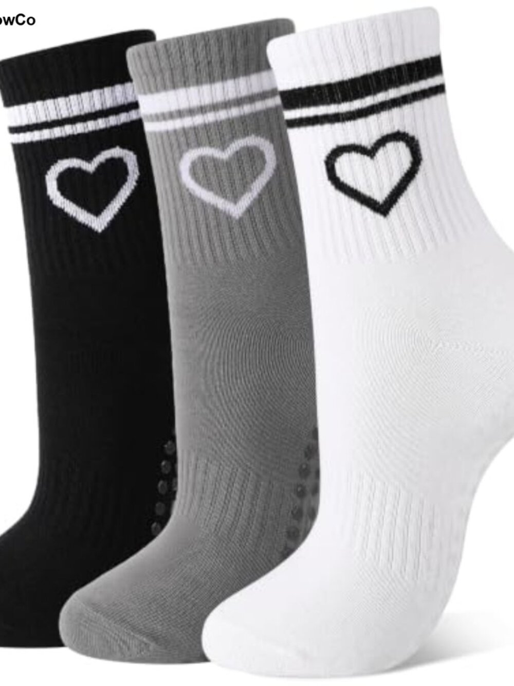 Womens Pilates Grip Socks Non Slip Yoga Socks Cotton Blend